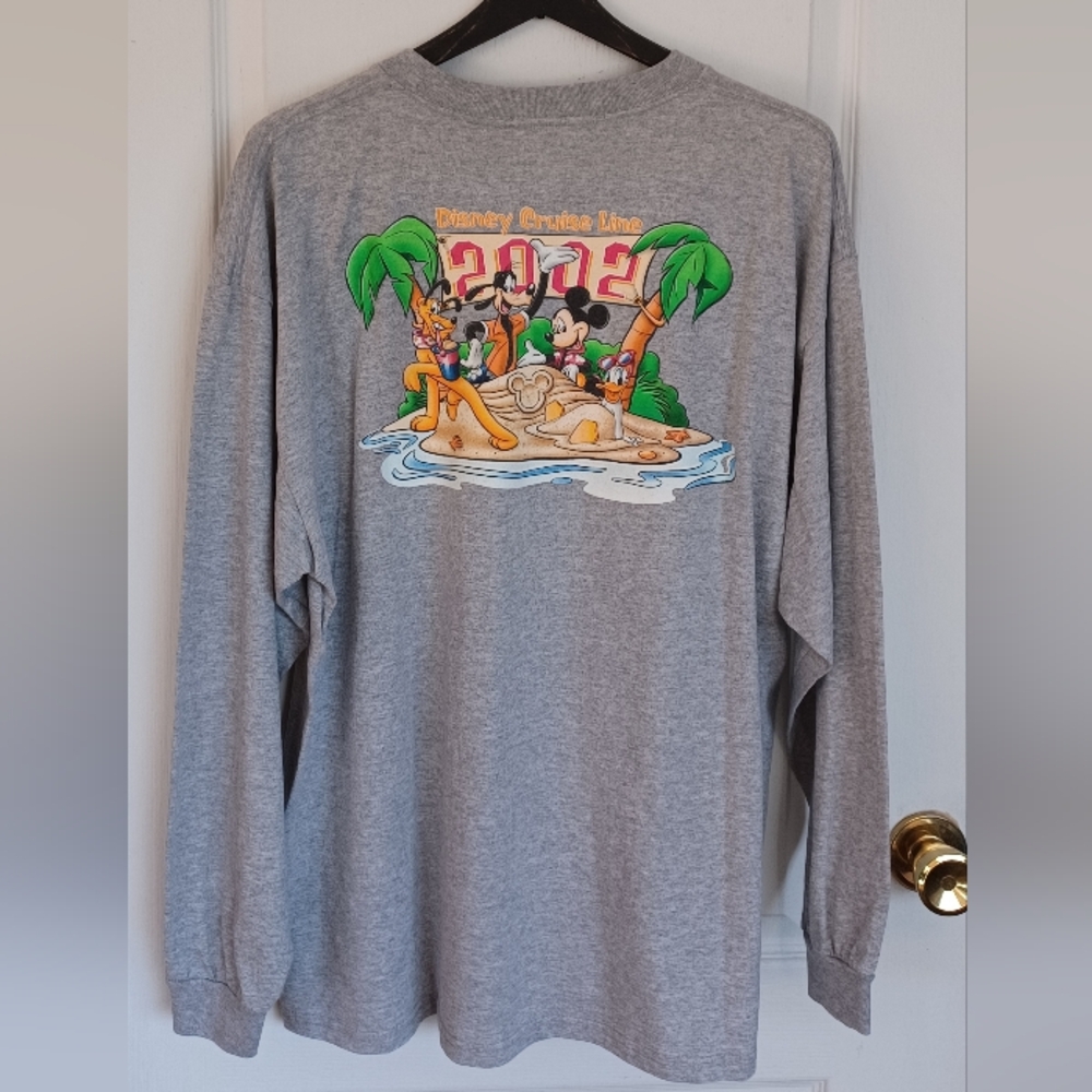 VTG 2002 DISNEY CRUISE LINE LONG-SLEEVED HEATHER GRAY GRAPHIC T-SHIRT XL